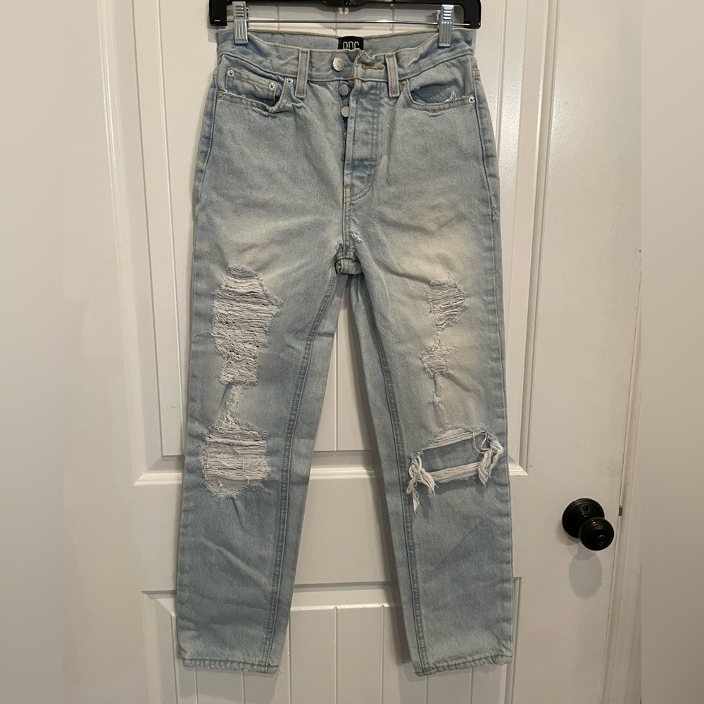 Bdg Slim Straight Distressed Destroyed Denim Jeans Crotch Damage